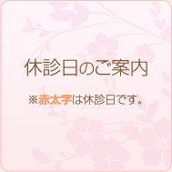 休診日のご案内 ※赤太字は休診日です。