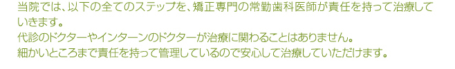 当院では、以下のステップを矯正専門の常勤歯科技師が責任を持って治療していきます。